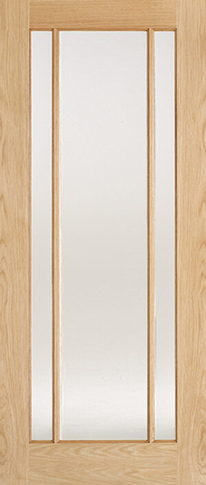 Internal Door Oak Lincoln 3L Clear Glass Pre-finished