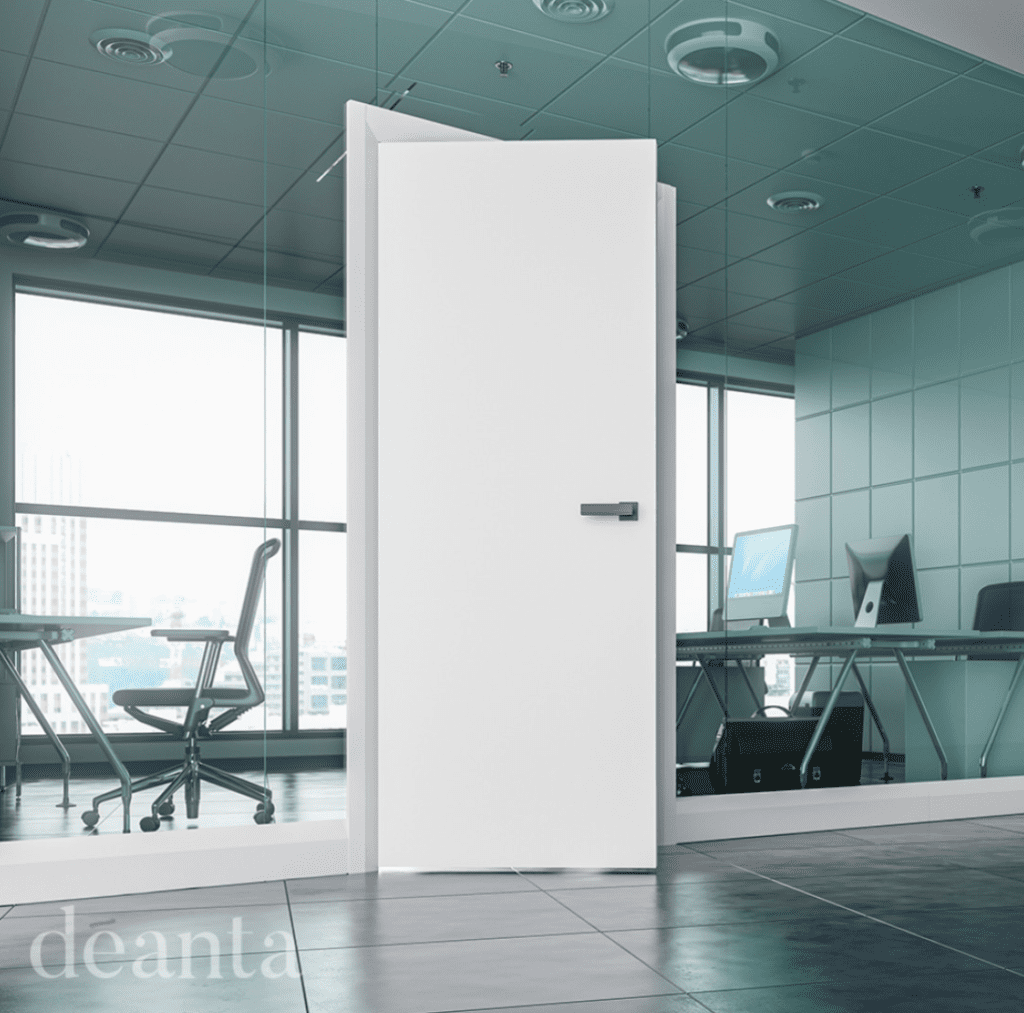 ARCHITECTURAL INTERNAL DOOR FLUSH WHITE PRIMED 25MM LIPPING IN SITU