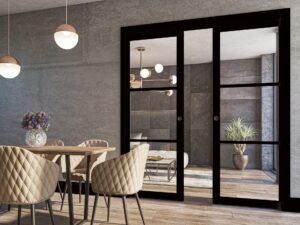 Black Camden Clear Glass Internal Door Fully Finished - Image 3