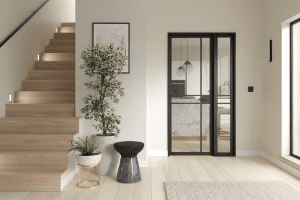 Doorphoria Manhattan Black Universal Frame with Greenwich black internal doors and black side panel