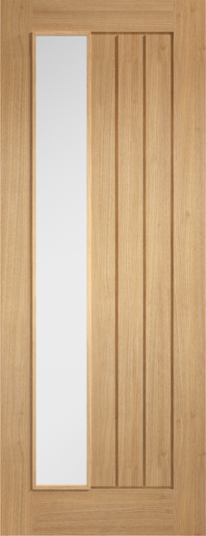 Oak Mexicano Clear Glass Offset Internal Door Fully Finished
