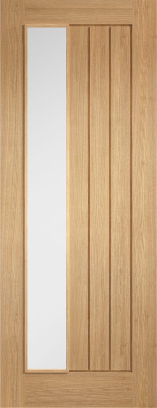 Oak Mexicano Clear Glass Offset Internal Door Fully Finished