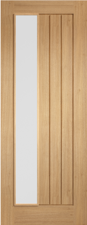 Internal Door Oak Mexicano Offset Frosted Glass Fully Finished