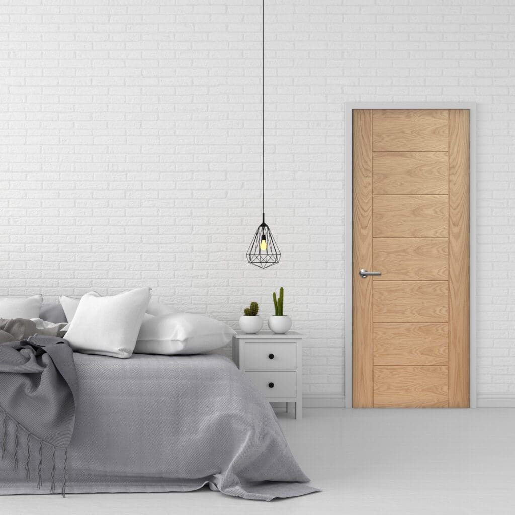 Palermo solid fire door in grey bedroom interior