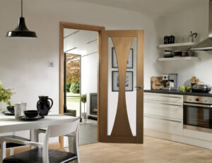 Oak Verona Clear Glass Internal Door Fully Finished - Image 2