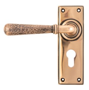 Polished Bronze Hammered Newbury Lever Euro Lock Set