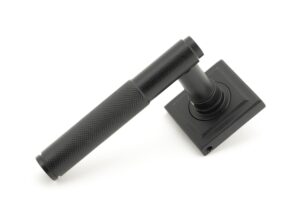 Matt Black Brompton Lever on Rose Set (Square) - Unsprung
