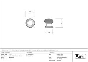 Aged Bronze Beehive Cabinet Knob 30mm - Image 2