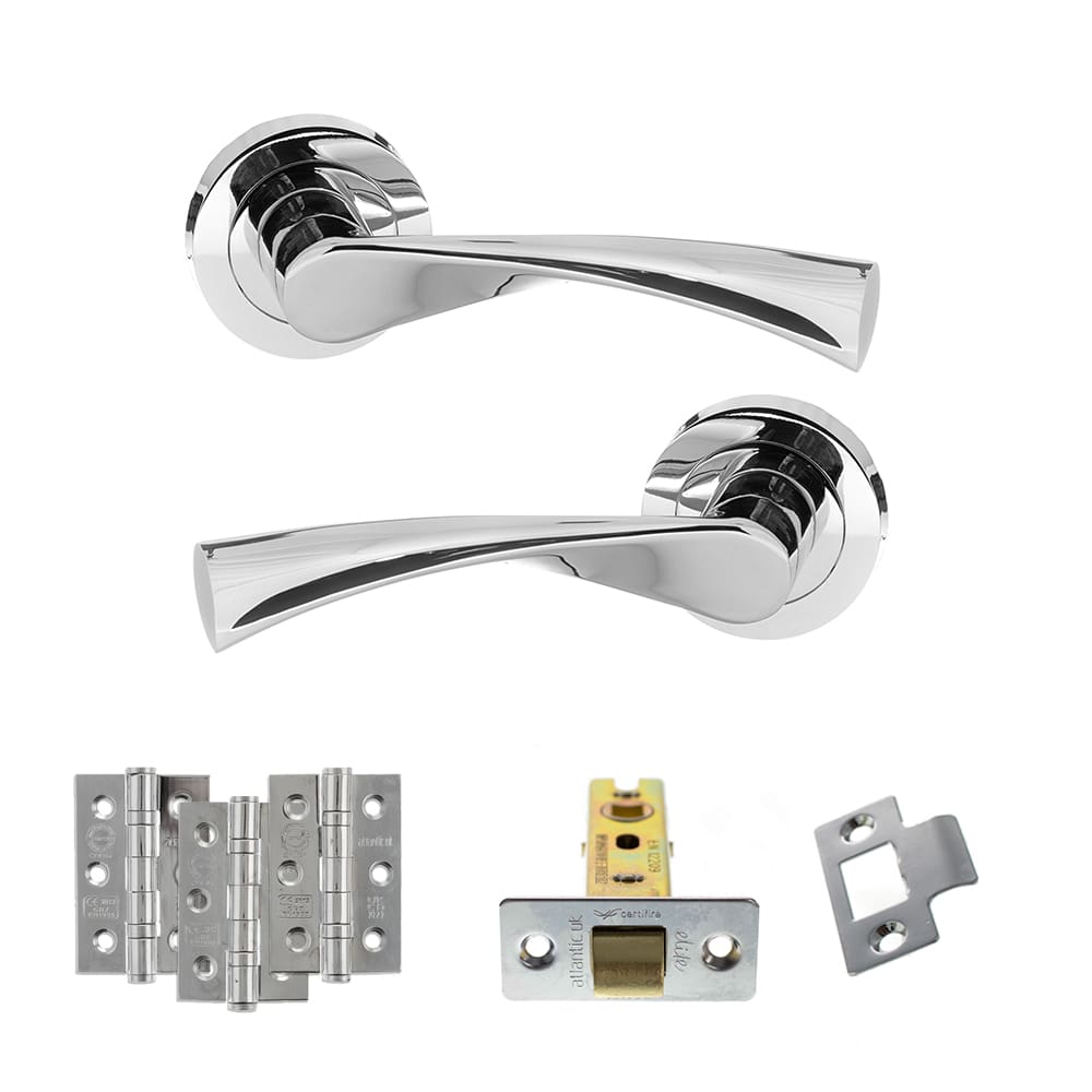 Atlantic Colorado Latch Dorpac in polished chrome finish with matching hinges.