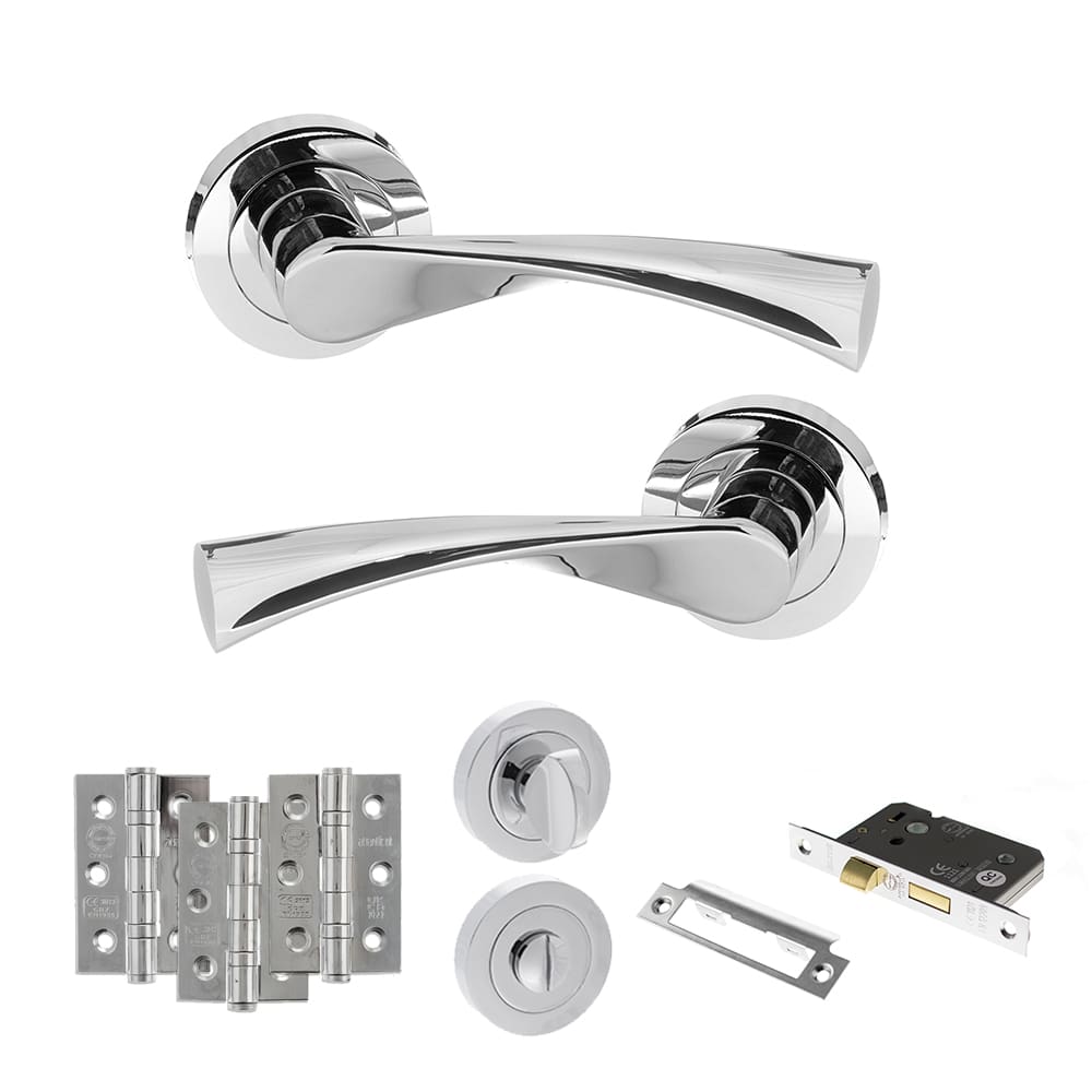 Atlantic Colorado Dorpac Bathroom Bundle in polished chrome with 2.5" latch and hinges
