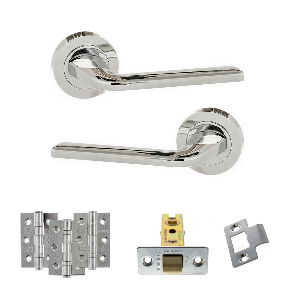 Atlantic Surf Latch Dorpac in polished chrome with latch and three 3x2 hinges.