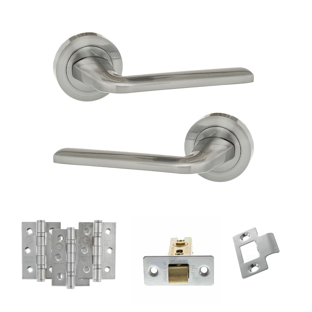 Atlantic Surf Latch Dorpac in satin chrome with 3" latch and three 3x2 hinges.
