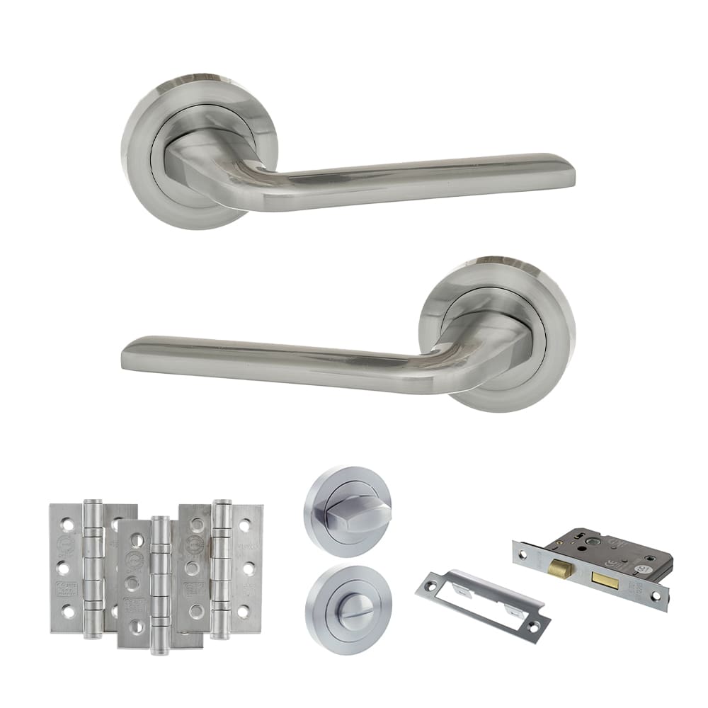 Atlantic Surf Dorpac Bundle in satin chrome with 3" latch and hinges.