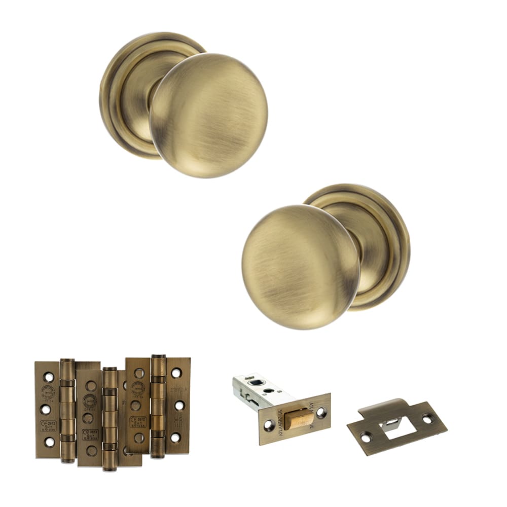 Old English Harrogate Solid Brass Mushroom Mortice Knob on Concealed Fix Rose - AB - Image 2