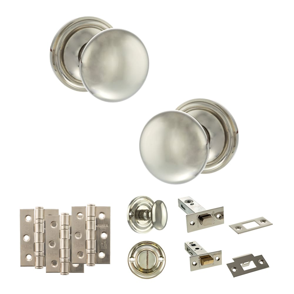 Old English Harrogate Solid Brass Mushroom Mortice Knob on Concealed Fix Rose - PN - Image 3