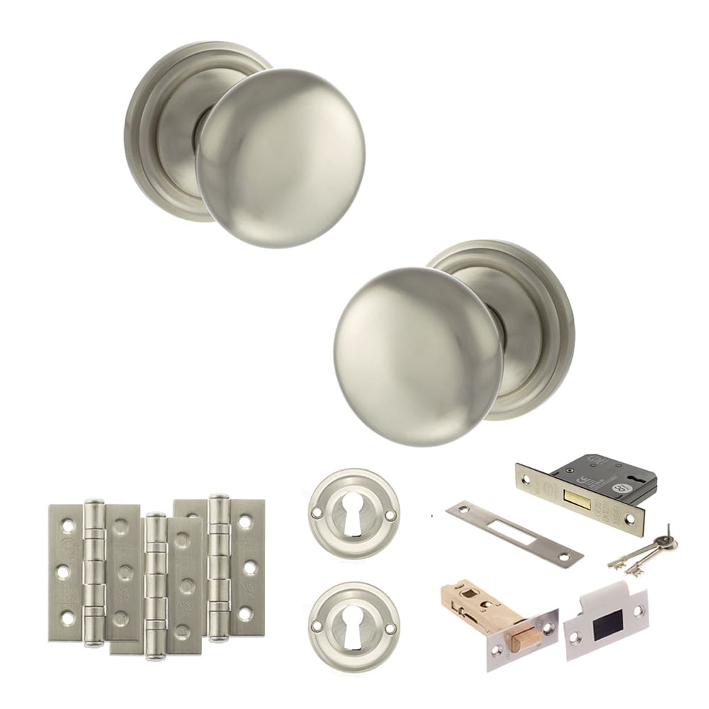 Old English Harrogate Solid Brass Mushroom Mortice Knob on Concealed Fix Rose - SN - Image 4