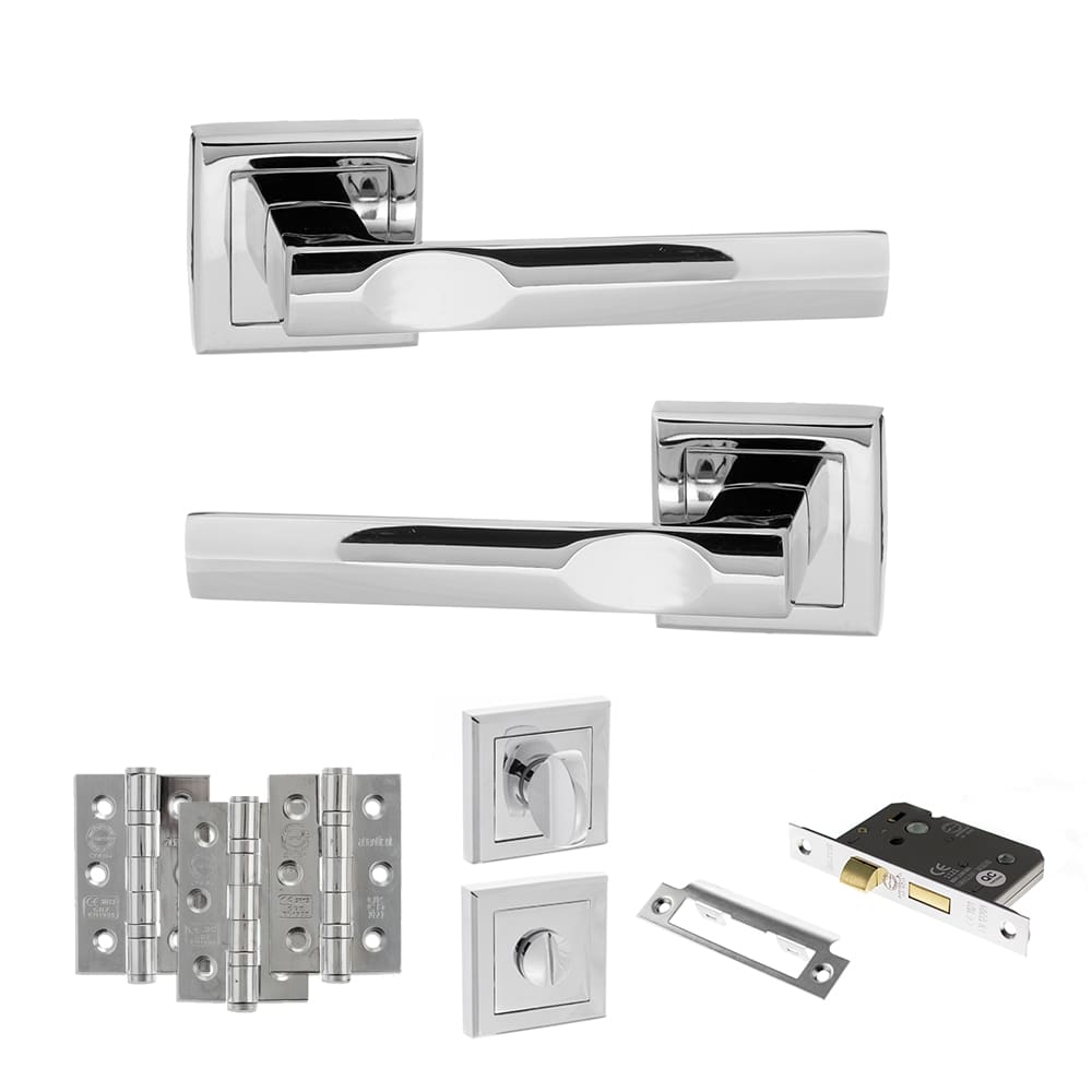 Atlantic Kansas Dorpac Bathroom Bundle in polished chrome with 3" latch and hinges