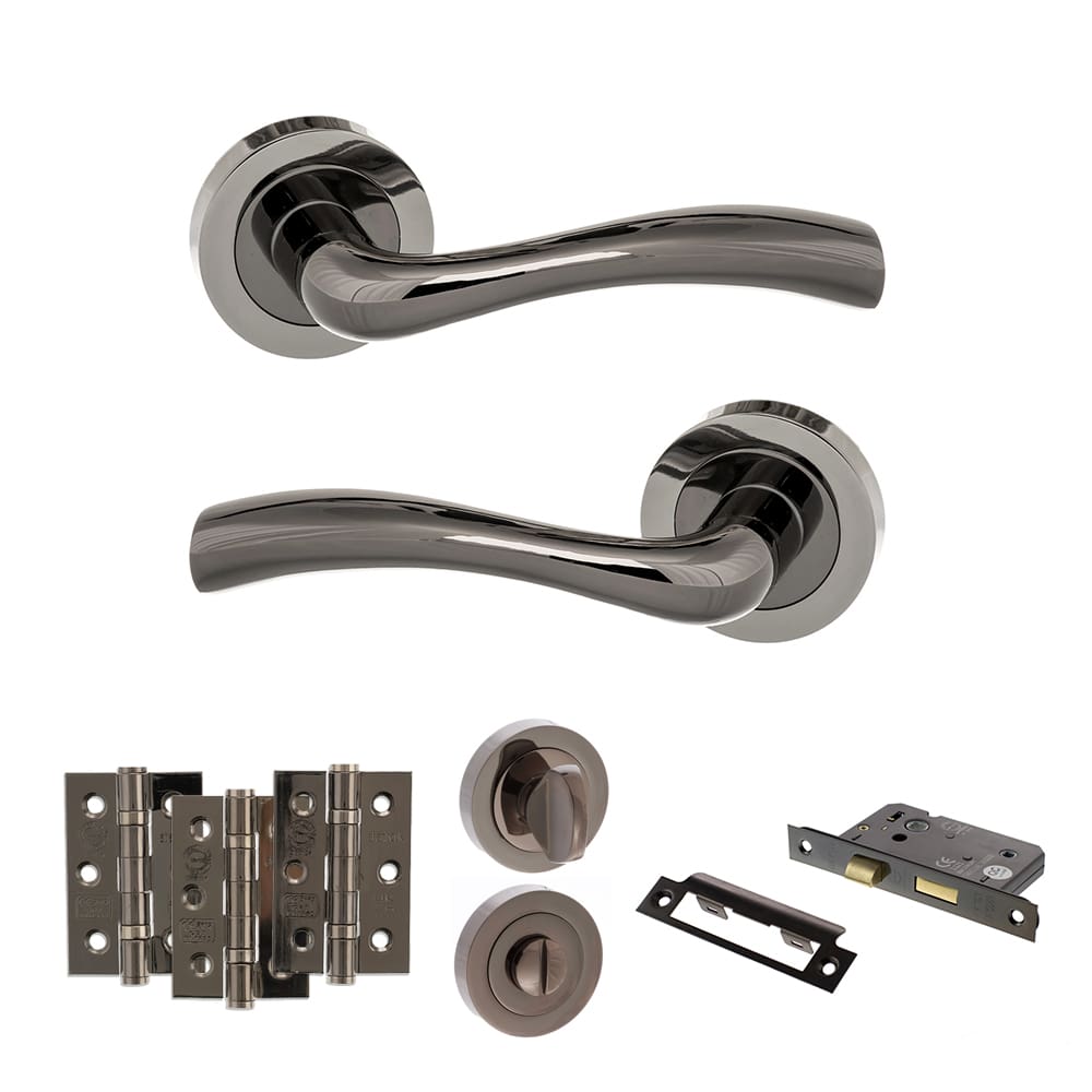 Atlantic Texas Dorpac Bathroom Bundle in black nickel with 3" latch and hinges