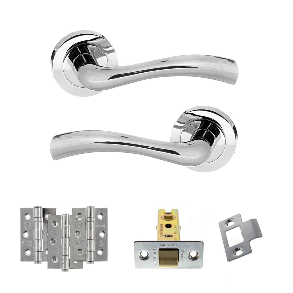 Atlantic Texas Latch Dorpac in polished chrome with matching hinges.