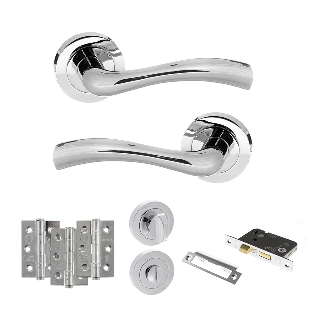 Atlantic Texas Dorpac Bathroom Bundle in polished chrome with 3" latch and hinges