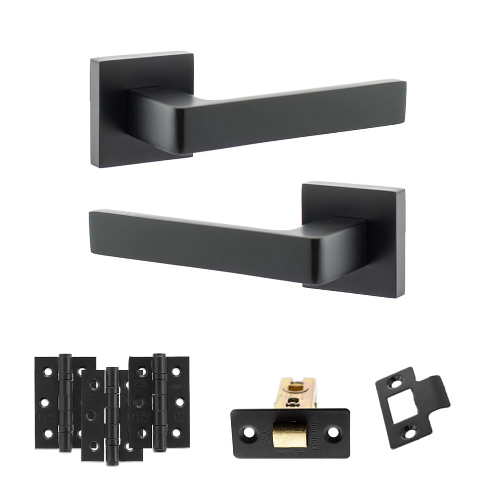 Atlantic Montana Latch Dorpac in matt black with 2.5" latch and hinges
