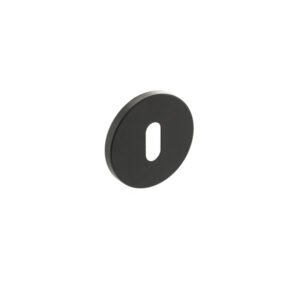 Millhouse Brass Key Escutcheons on 5mm Slimline Round Rose - Matt Black