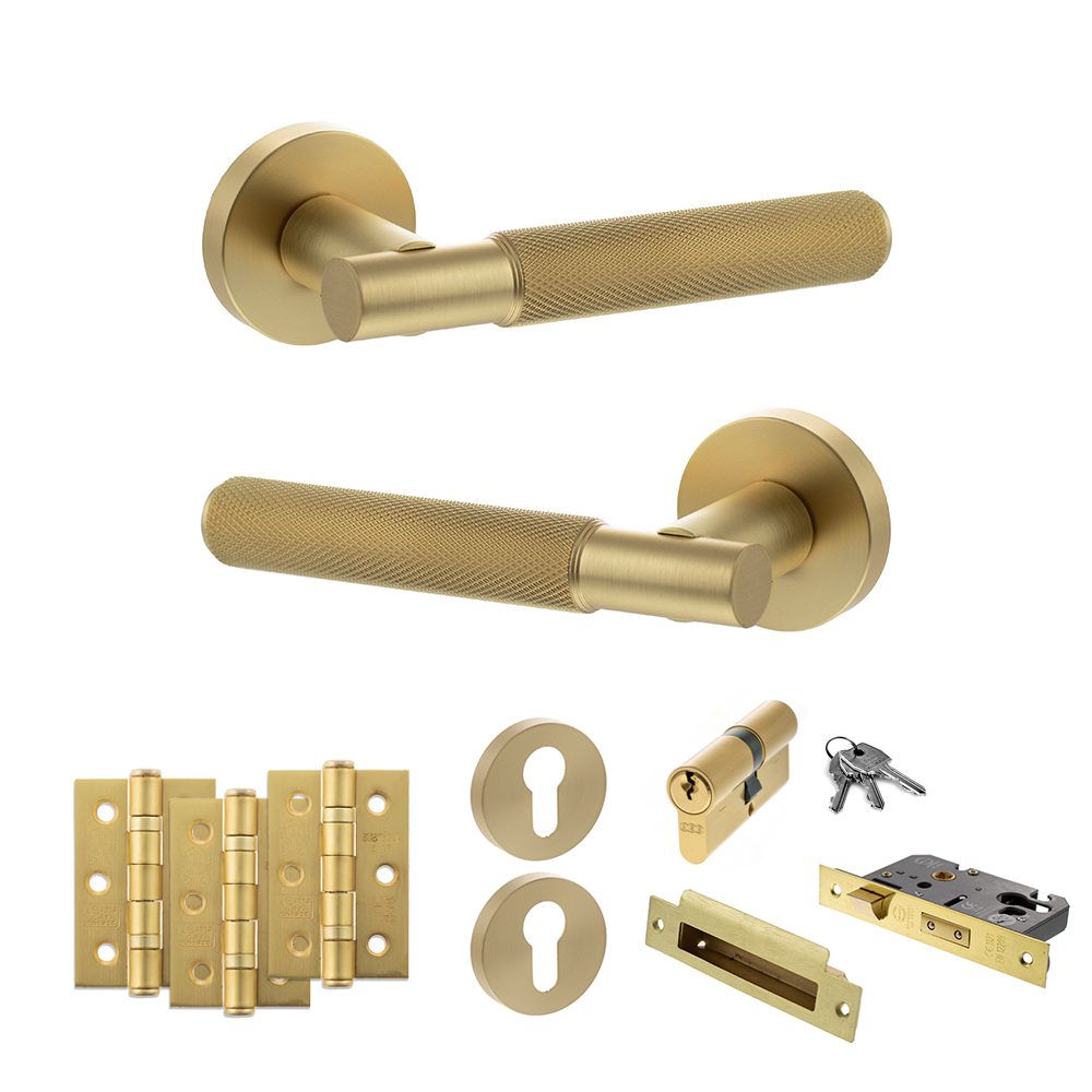 Senza Pari Rosarno Knurled Lever Handle – Satin Brass - Image 4