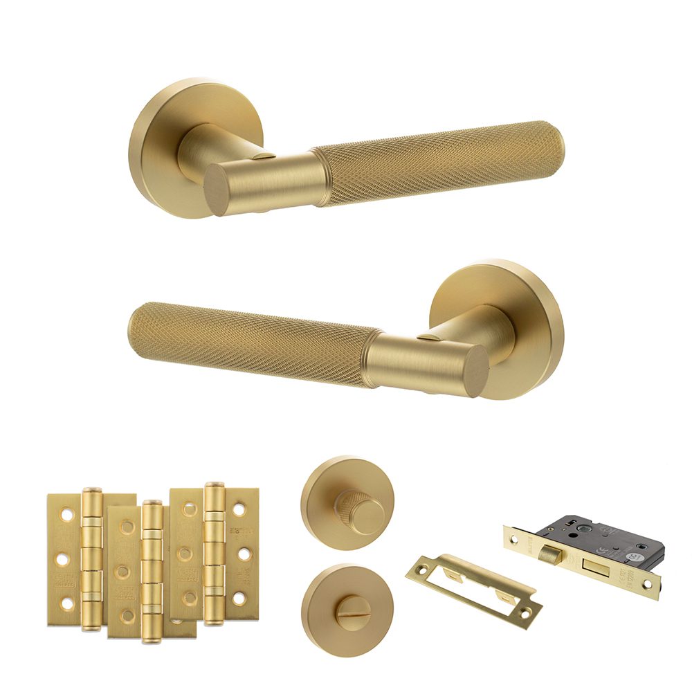 Senza Pari Rosarno Knurled Lever Handle – Satin Brass - Image 3
