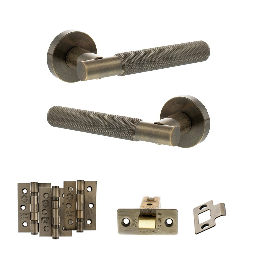 Senza Pari Rosarno knurled lever handle antique brass