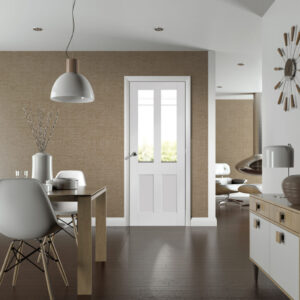 White Malton Shaker Door Clear Flat Glass - Image 2