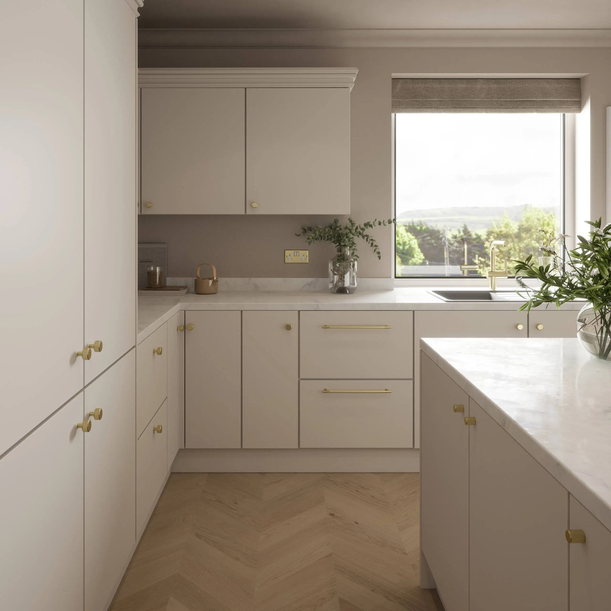 Millhouse Brass Eiffel Knurled Square Cabinet Knob Handle - Satin Brass - Image 2