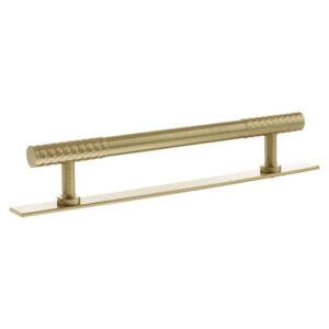 Millhouse Brass Chrysler Diamond T-Bar Cabinet Pull Handle on Backplate 160mm - Satin Brass