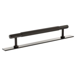 Millhouse Brass Battersea Linear T-Bar Cabinet Pull Handle on Backplate 160mm - Urban Dark Bronze
