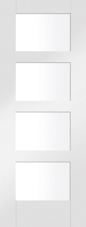 White Shaker 4 Light Primed Door Clear Glass