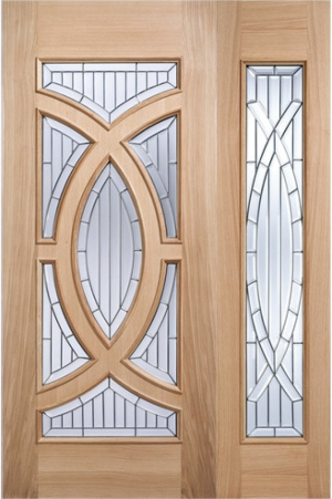 Oak Majestic External Door and Sidelight Kit Untreated