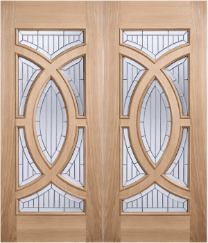 Oak Majestic External Double Door Glazed Pair Untreated