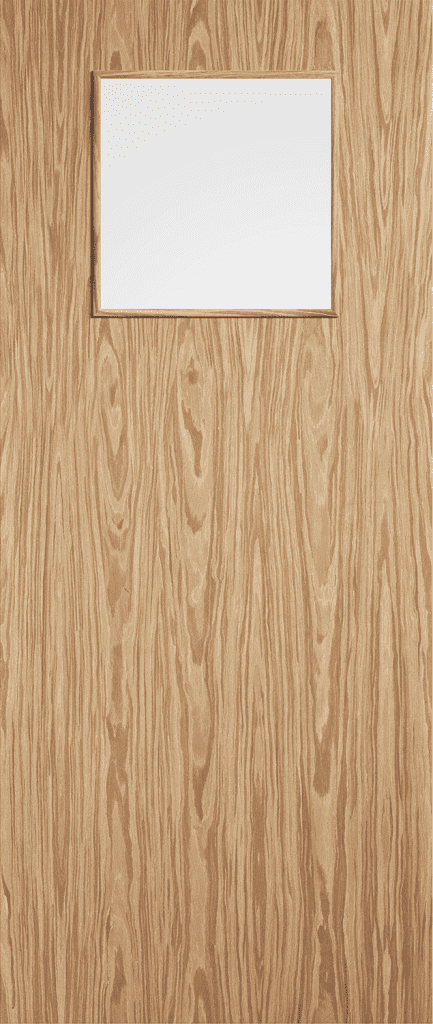 Flush 1G FD30 glazed fire door in pre-finished oak veneer