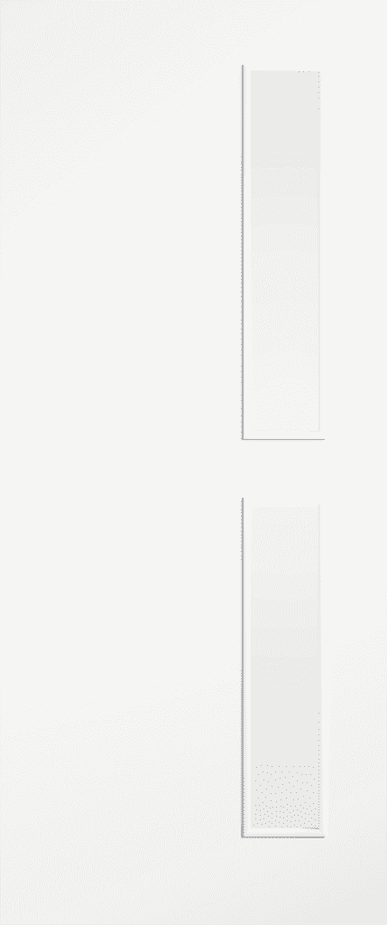 Primed white Flush 16G FD30 fire door with clear glazing and decorative bead