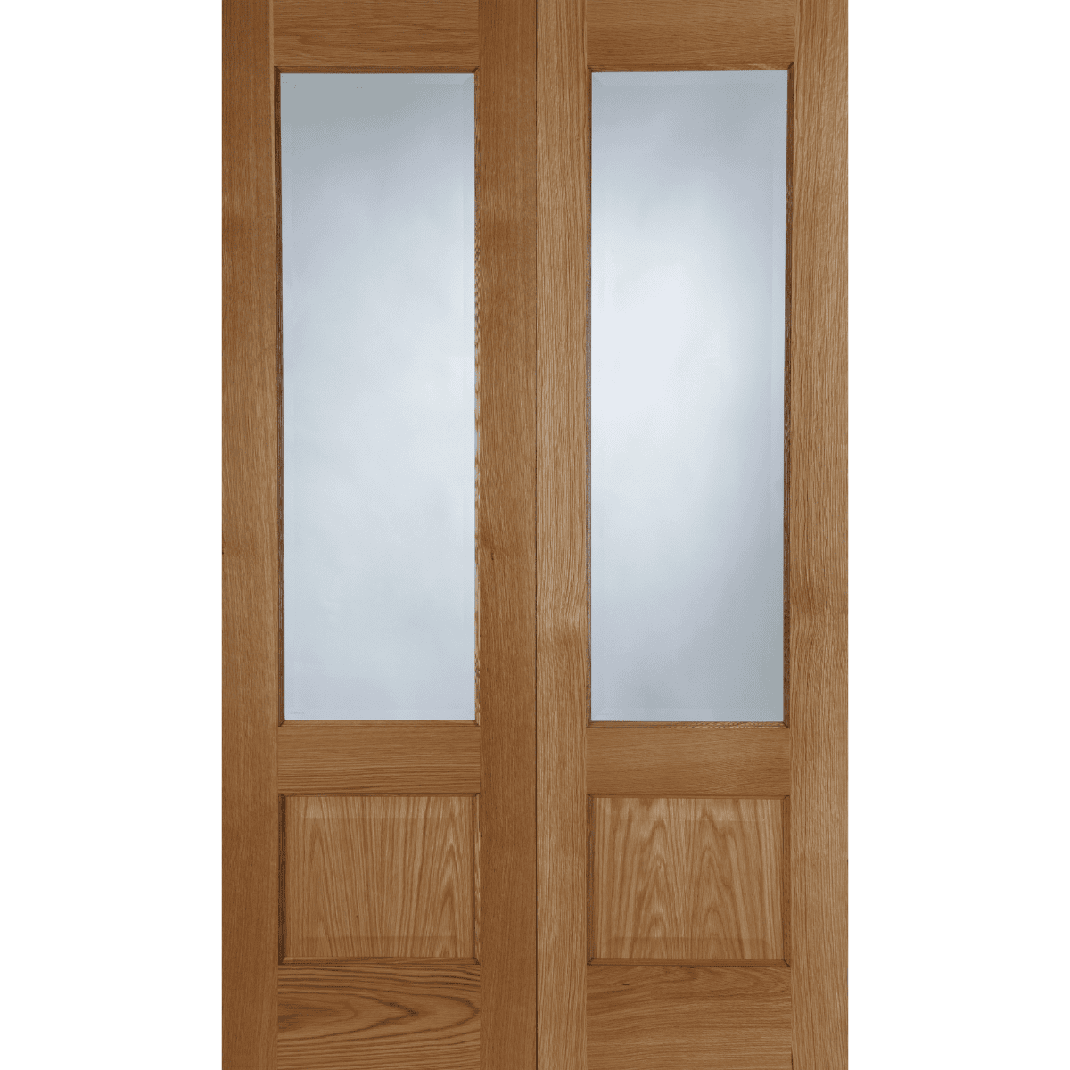 Oak Chiswick Rebated Pair Clear Glass Fully Finished