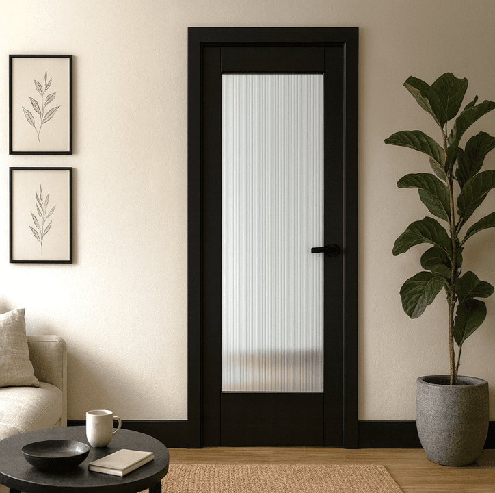 Ravenna Black Reeded 1 Light Internal Door Fully Finished - Image 2