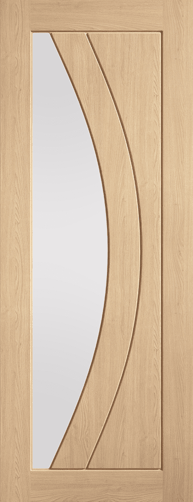 Girona untreated oak glazed internal door with clear glass panel