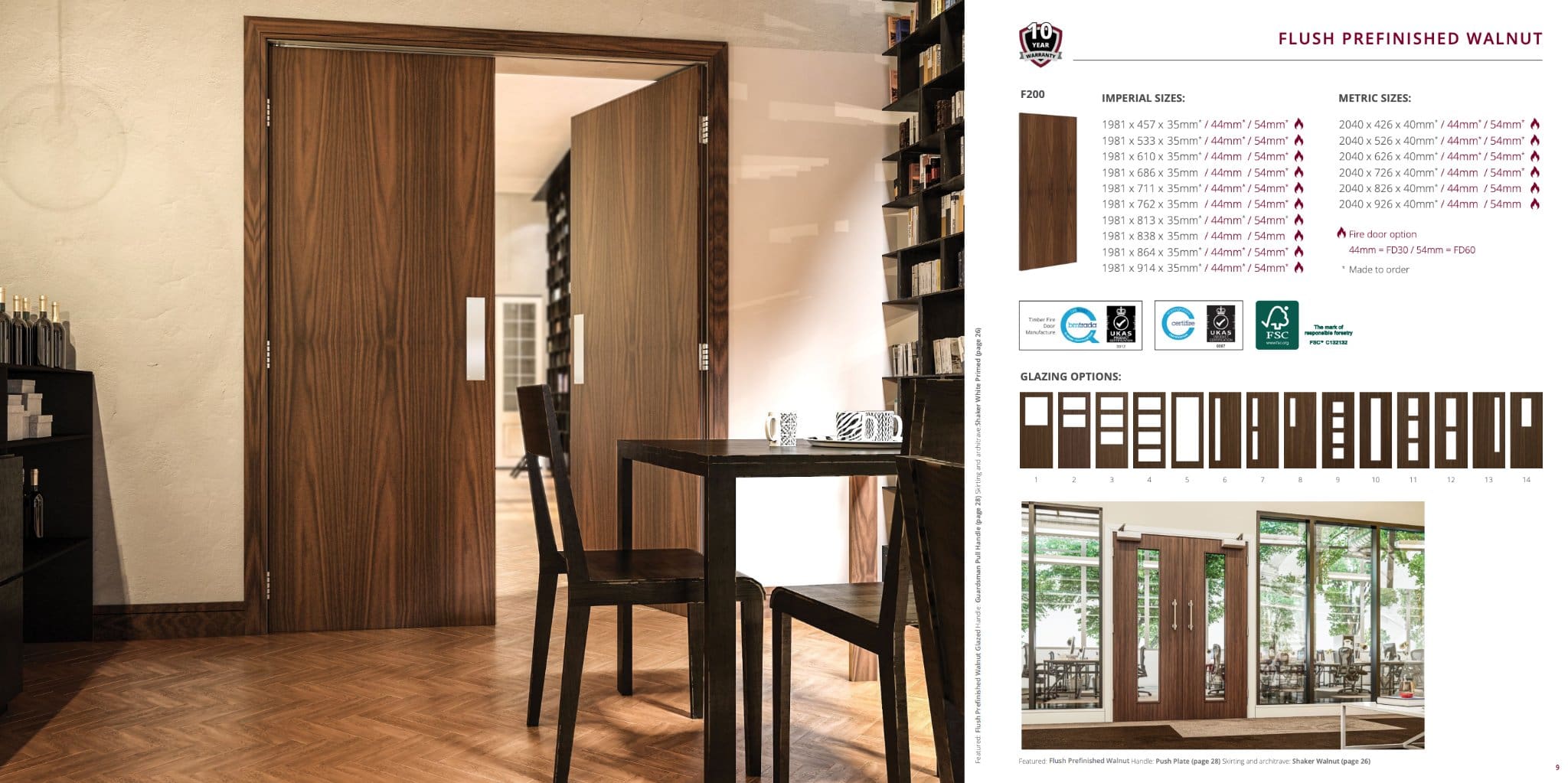 Deanta Prefinished Walnut Flush Fire Door FD60 - Image 3