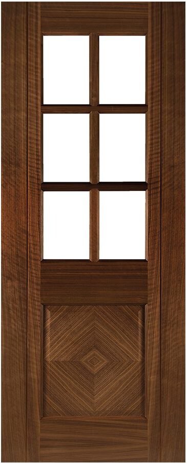 Kensington prefinished walnut bevelled glazed internal door