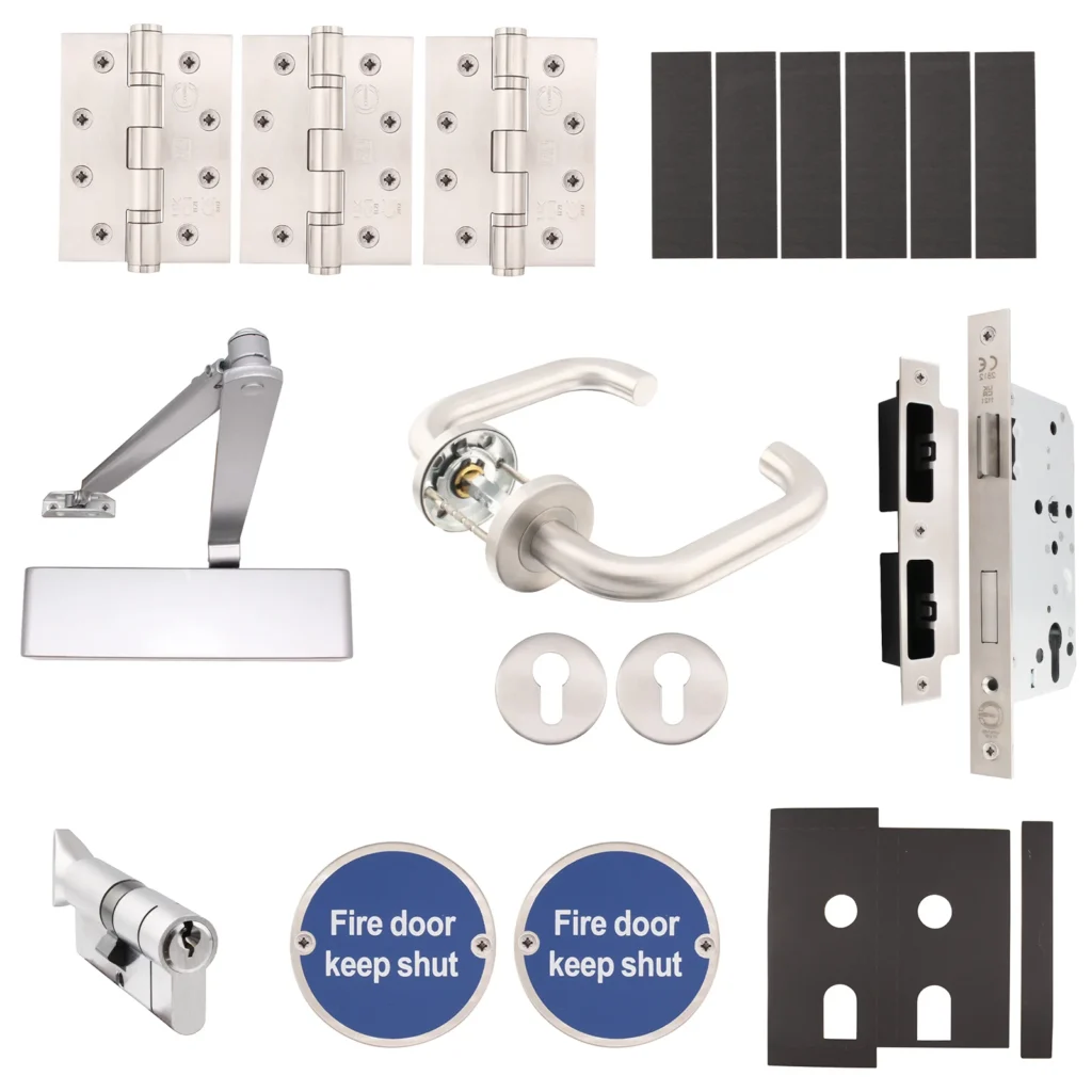 complete fire door kit with fire rated ironmongery