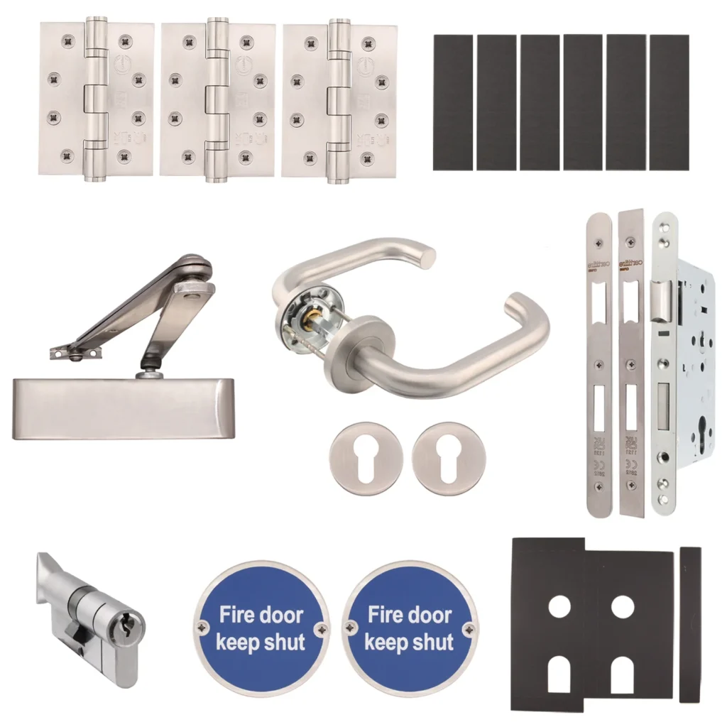 heavy duty office fire door kit satin stainless steel