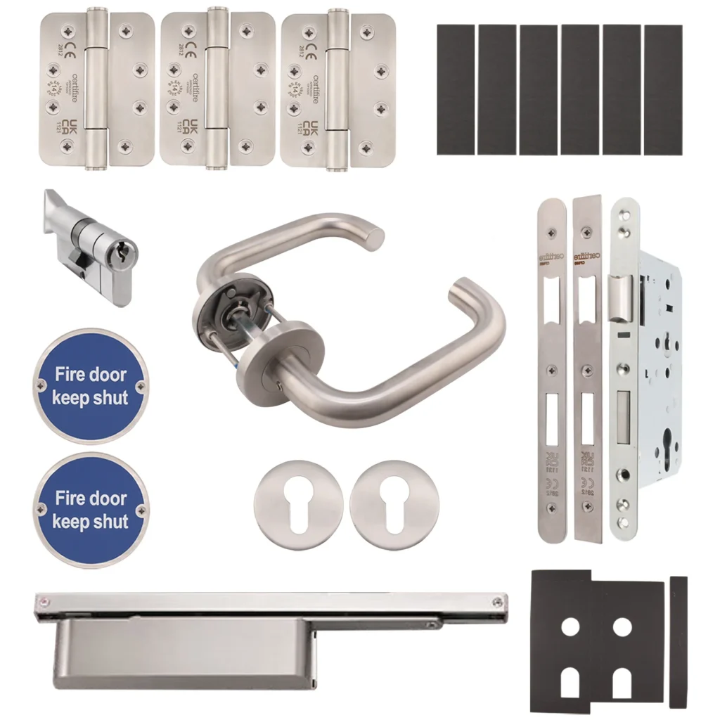 severe duty fire door kit satin stainless steel