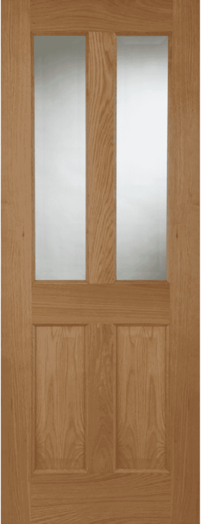 oak glazed internal door recessed panels clear glass