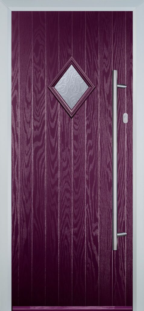 Diamond Everglade Glass in Purple Violet | Doorphoria Modern diamond composite door in purple violet with Everglade glass design