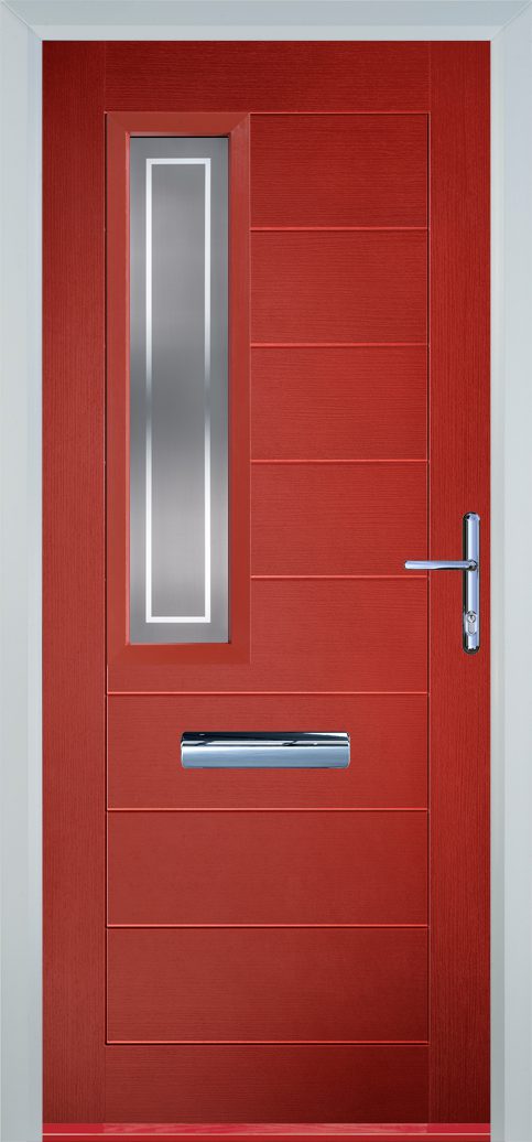 Modern Door56 Red | Doorphoria Modern Door56 composite door in Red with contemporary panel layout and custom sizing options