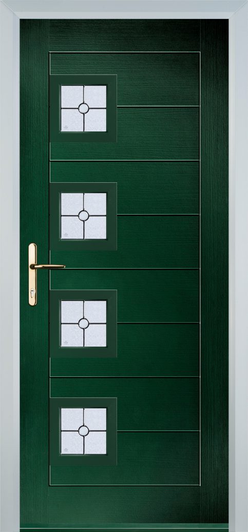 Modern DoorW Green | Doorphoria Modern Door64 composite door in Green with contemporary panel design and made to measure sizing